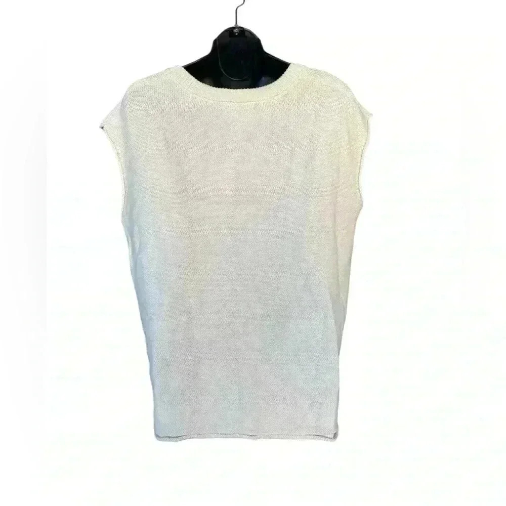 MEROKEETY Women knit sleeveless top Sweater Vest cream color sz L gently used. - Picture 5 of 7